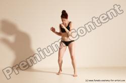 Underwear Martial art Woman White Moving poses Average long brown Dynamic poses Academic